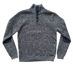 Buffalo David‎ Bitton Medium Blue Fleece Lined 1/4 Snap Men's Pullover Sweater